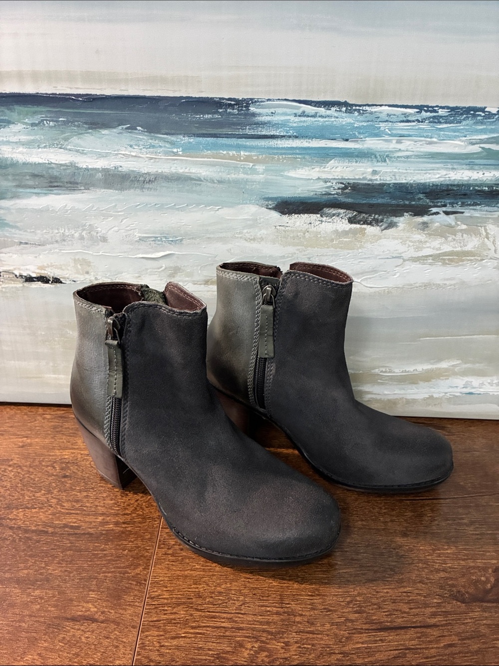 ROAN Ankle Boots - Blue Gray Two-Tone Zip Boot